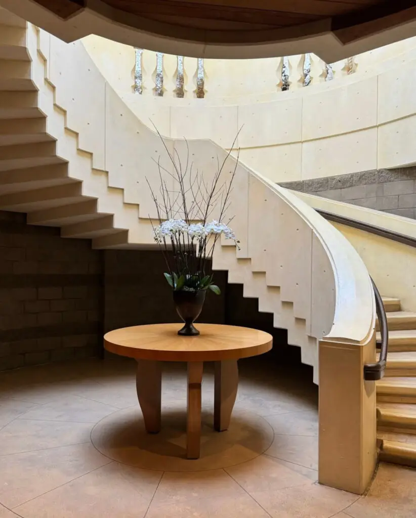 Inside Opus One - a view of the staircase